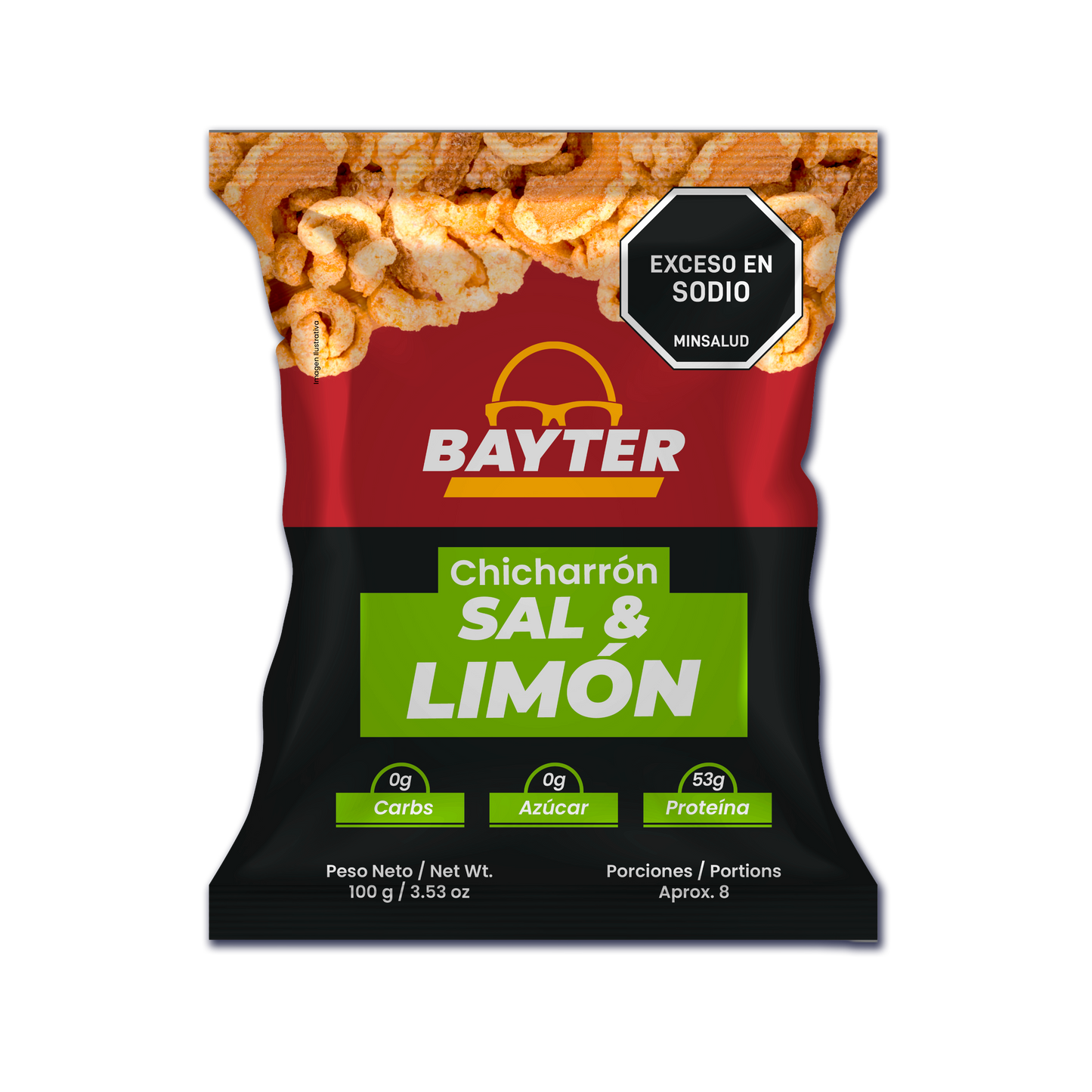 Chicharrón Carnudo de Corteza de Cerdo Sal & Limón x 12 Unidades
