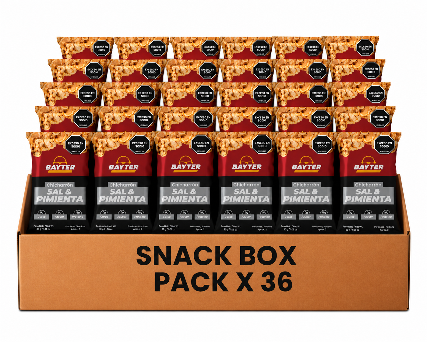 Pack Chicharrón 30 g – Sabor Sal y Pimienta x 36 Unidades